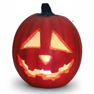 Vintage 1995 Trendmasters Mardi Gras Light Up Smiley Jack O Lantern Red Pumpkin‎